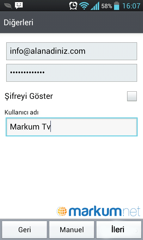 Android işletim sisteminde mail kurulumu